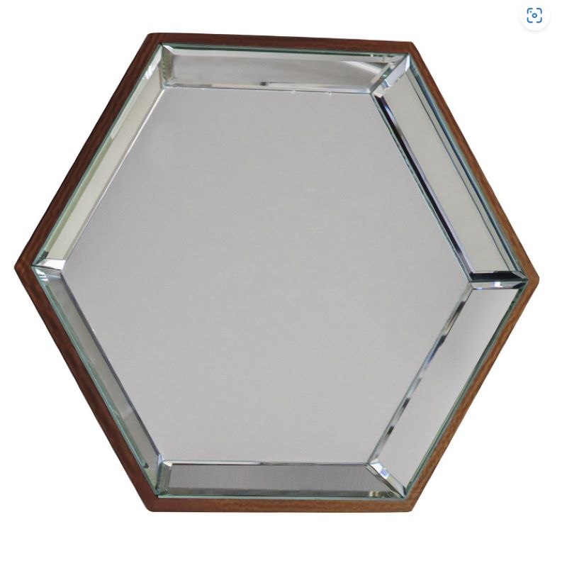 Mirror for Wall, Hexagon / Hexagonal Shaped, Framed with Bevelled Mirror Pieces.