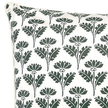 Load image into Gallery viewer, Cushion. Square Velvet, with Piping. Cream &amp; Green Floral Design, &#39;Sea Moss&#39;. VF
