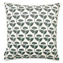 Load image into Gallery viewer, Cushion. Square Velvet, with Piping. Cream &amp; Green Floral Design, &#39;Sea Moss&#39;. VF
