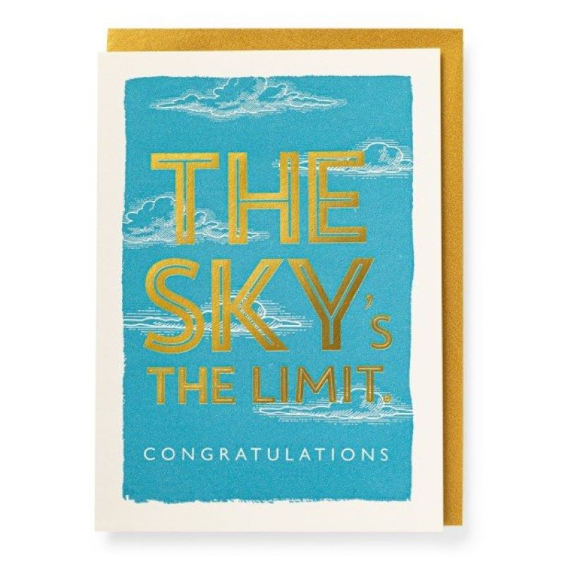 Greeting Card. The Sky's The Limited, Congratulations. Blank Inside