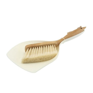 Brush, Square Dustpan and Brush / Hand Broom, White, Small, Plastic and Wood