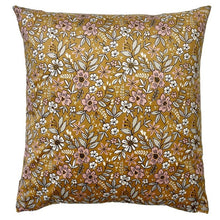 Load image into Gallery viewer, Cushion. Square Velvet, Patterned, &#39;Spruce&#39; Golden Yellow Floral Design. VF
