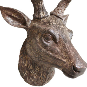 Wall Art, Antique Wood Style Finish, Stag Head, Wall Mount.