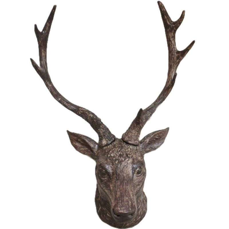 Wall Art, Antique Wood Style Finish, Stag Head, Wall Mount.