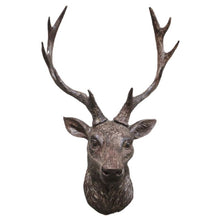 Load image into Gallery viewer, Wall Art, Antique Wood Style Finish, Stag Head, Wall Mount.
