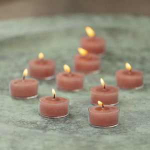 Candle, Pack of 10 T Light / Tea Light, Coloured Dusty Pink.