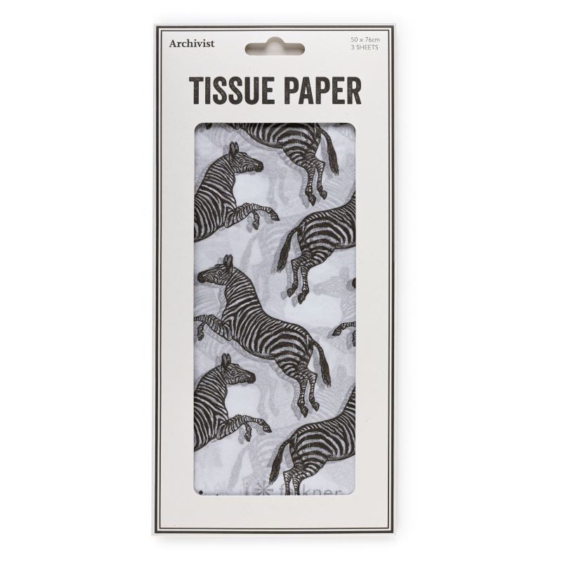 Tissue Paper, Black & White Zebra Print, 3 Sheets, UK printed.