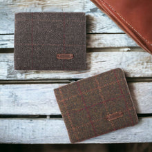 Load image into Gallery viewer, Wallet, Tweed Check, Blue, Wool Mix with card and note sections
