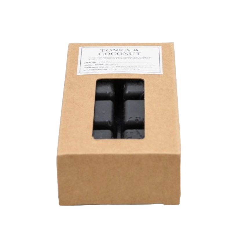 Wax Melt, Scented, Tonka & Coconut Frangrance, Pack of 8, Black