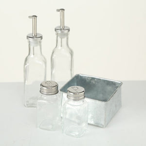 Salt & Pepper Shaker Dispenser Set, Clear Glass, 180ml, Set 5 items
