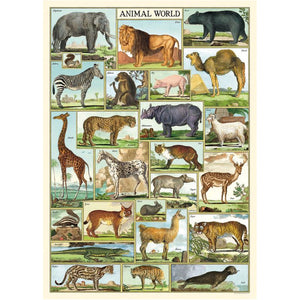 Poster / Wrap Paper, A2 Vintage Inspired Design, Animal World / Kingdom