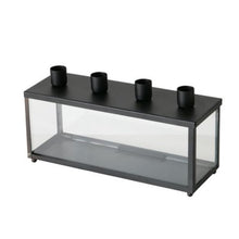 Load image into Gallery viewer, Candle Holder, Black Metal &amp; Glass Box, With Storage, Fits 4 Dinner Candles
