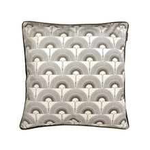 Load image into Gallery viewer, Cushion. Square Velvet, with Piping.  Art Deco Cream, Brown Swans. VF
