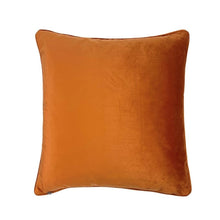 Load image into Gallery viewer, Cushion. Square Velvet, with Piping. Green and Orange Fern Pattern. VF
