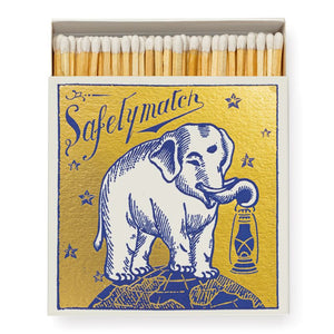 Match Box Square, 'Golden Elephant, Lantern', Safety Matches.