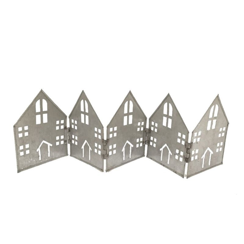 Decoration, Folding Houses, Galvanised Zinc Colour Metal