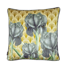 Load image into Gallery viewer, Cushion. Square Velvet, with Piping.  Lily &amp; Art Deco Ochre. VF
