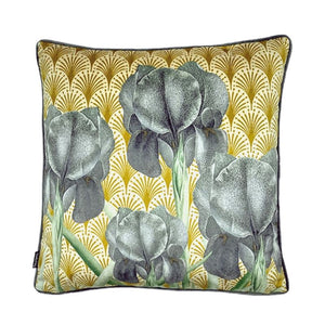 Cushion. Square Velvet, with Piping.  Lily & Art Deco Ochre. VF