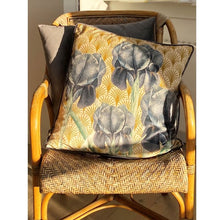 Load image into Gallery viewer, Cushion. Square Velvet, with Piping.  Lily &amp; Art Deco Ochre. VF
