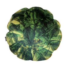 Load image into Gallery viewer, Cushion, Round / Circular &#39;Jackfruit&#39; Green, Yellow, Cream Print with Gold Piping VF
