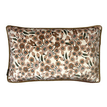 Load image into Gallery viewer, Cushion Rectangle Velvet. Cream, Petit Brown Flowers with Brown Piping.  VF
