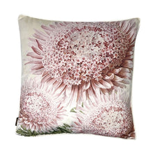 Load image into Gallery viewer, Cushion. Square Velvet, with Piping.  Plaster Pink Flower Design. VF
