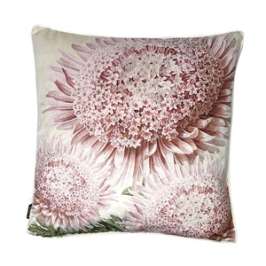 Cushion. Square Velvet, with Piping.  Plaster Pink Flower Design. VF