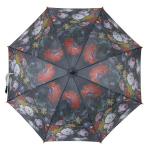 Umbrella, Vintage Rose Flower Bouquet, Black