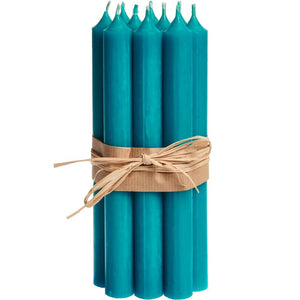 Candle, Long Dinner Candle 25cm, 11.5hrs burning time. Turquoise