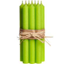 Load image into Gallery viewer, Candle, Long Dinner Candle 25cm, 11.5hrs burning time. Apple Green
