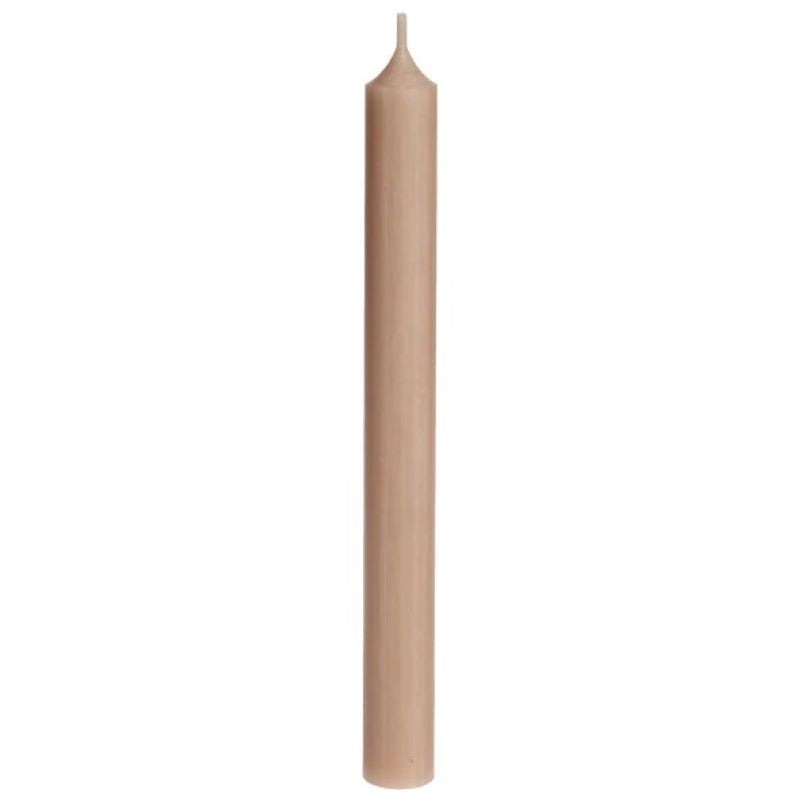 Candle, Long Dinner Candle 25cm, 11.5hrs burning time. Taupe