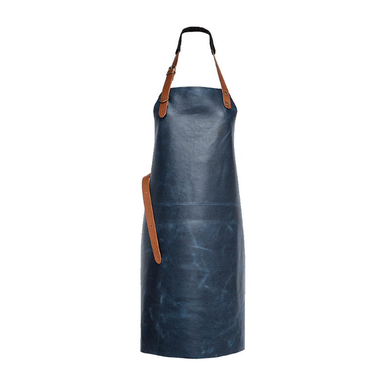 Apron. Soft leather workshop apron in Blue