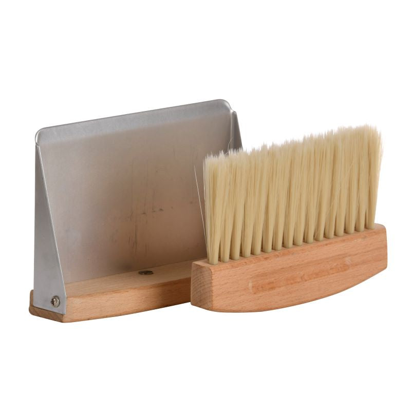 Brush, Table Dustpan and Brush, Metal and Wood, with Magnetic Connection.