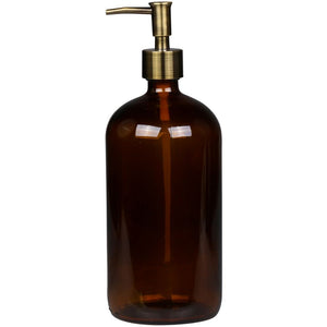 Bottle With Pump. Amber Glass 1000ml