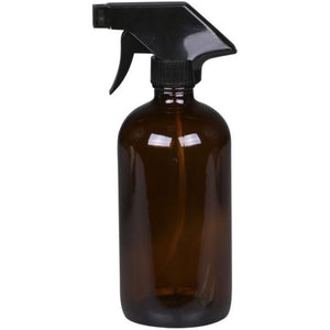 Bottle With Fine Mist Spray Pump. Amber Glass 480ml