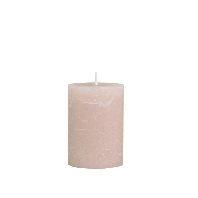 Candle, Rustic Pillar 40hrs burning time. Dusty Rose