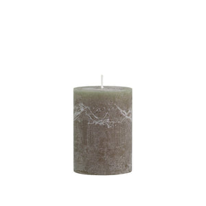 Candle, Rustic Pillar 40hrs burning time. Olive