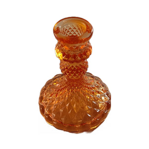Candleholder, 10cm Cut Jewel Glass for dinner candle, Tangerine Orange