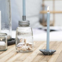 Load image into Gallery viewer, Candleholder, Candle Jar in Glass and Metal, for Taper Candles, Silver
