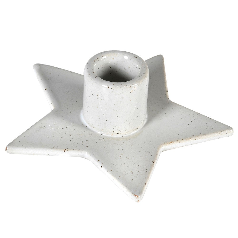 Candleholder, Low Star Porcelain Candle Holder in off white for Dinner Candle