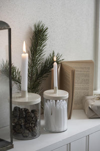 Candleholder, with lid holder for Taper candles, Cream