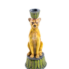 Load image into Gallery viewer, Candleholder, Leopard &amp; Leaf in Rust and Green, Fits a dinner candle

