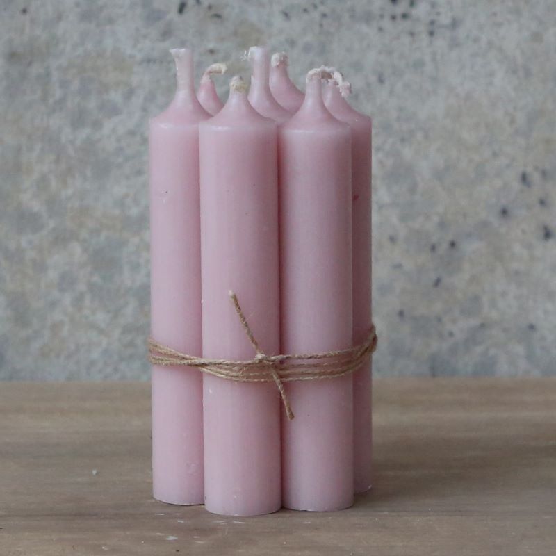 Candle, Short Dinner Candle 4.5hrs burning time. Powder Pink.