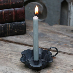 Candleholder / Chamberstick, Antique Black, for Thin Taper Candles