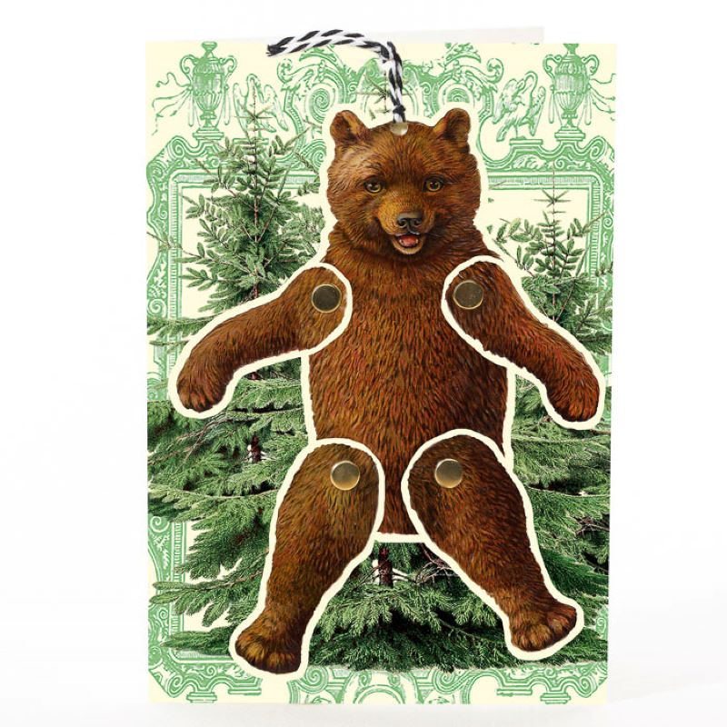 Greeting Card. Articulated Fandangles Brown Bear.