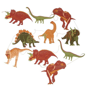 Garland 'Dinosaur', 10m Hand Screen Printed Paper Garland with Ten Dinsosaurs