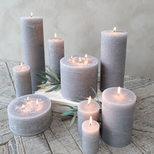 Load image into Gallery viewer, Candle, Rustic Pillar 16hrs burning time. French Grey

