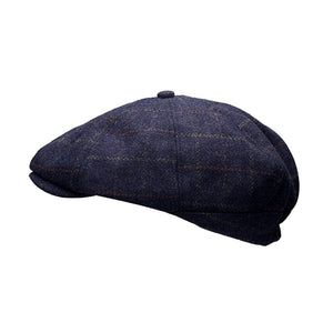 Hat, Tweed Peaky Blinder Hat in Blue Check, One Size