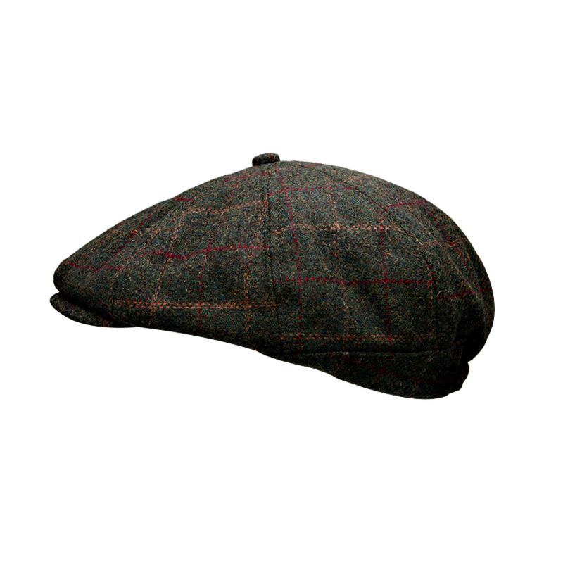 Hat, Tweed Peaky Blinder Hat in Green Check, One Size