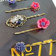 Load image into Gallery viewer, Hair Slide Set.  5 Bobby Pin hair accessories in &quot;Royal Colours&quot;.
